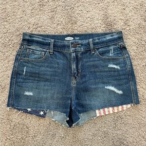 Old Navy Stars and Stripes Red White And Blue Boyfriend Mid Rise Shorts 4th July